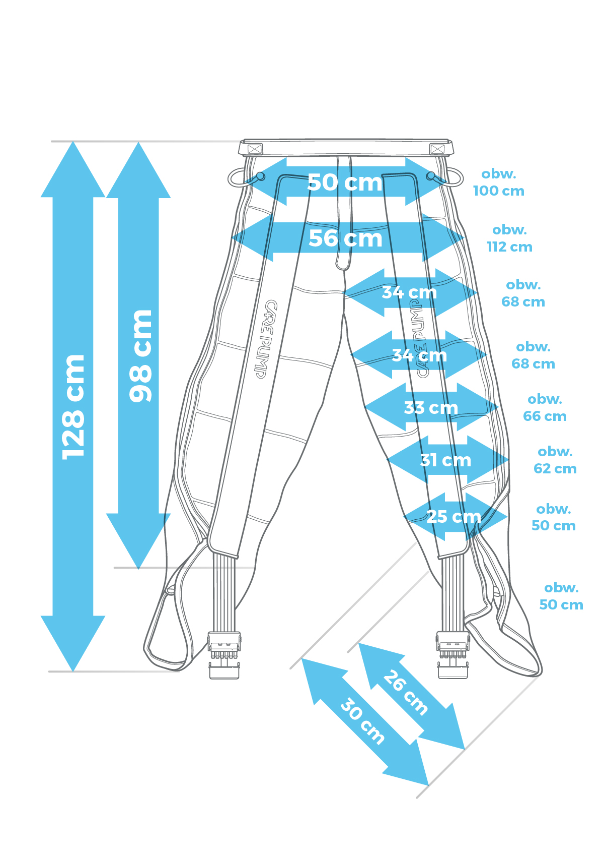 6-komorowy mankiet długie spodnie do aparatów z serii CarePump
